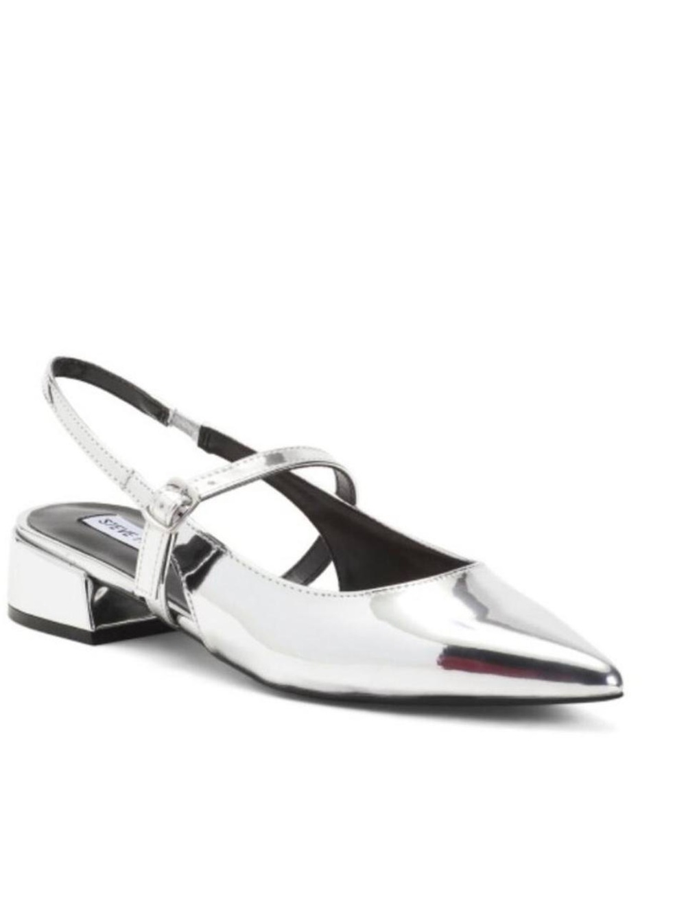 Steve Madden Anyaa Metallic Silver Mary Jane Slingback Flats
